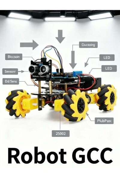 ROBOT مجموعة تعليم سيارة Arduino Mecanum-Wheel — بلوتوث، تتبع الخطوط، وتجنب ا...