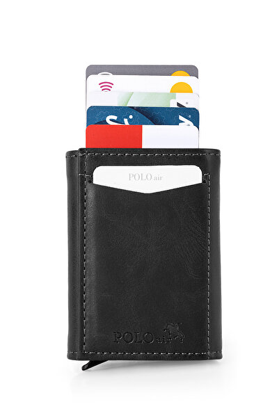 Polo Air Magnetic Automatic Mechanism Wallet Black Color Cdn-07-S