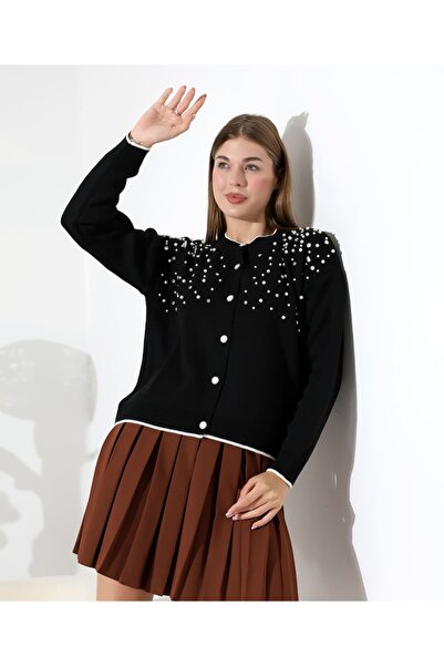 Blue Morpho Pearl and Stone Embellished Knitwear Skirt Top Crop Cardigan