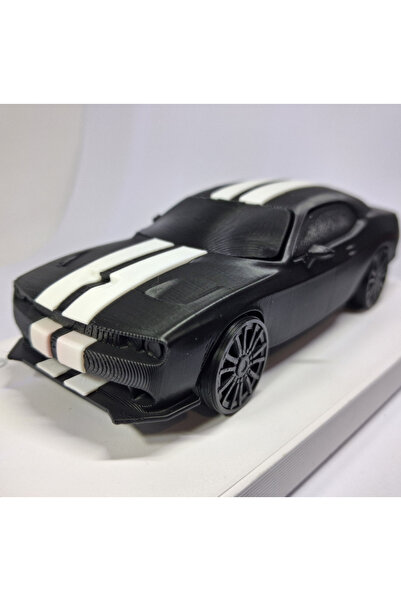 3D Atölyem 3D Baskı Dekoratif Spor Araba Modeli – Siyah/Beyaz Çizgili – Kolek...