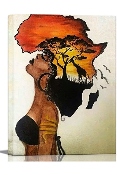 ALAYRA International لوحة فنية جدارية من القماش لامرأة أفريقية، 30×40 سم، فتا...