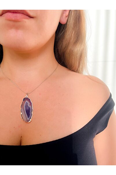 Moonlight Jewelry Colier cu pandantiv „Lupin” - Agat violet