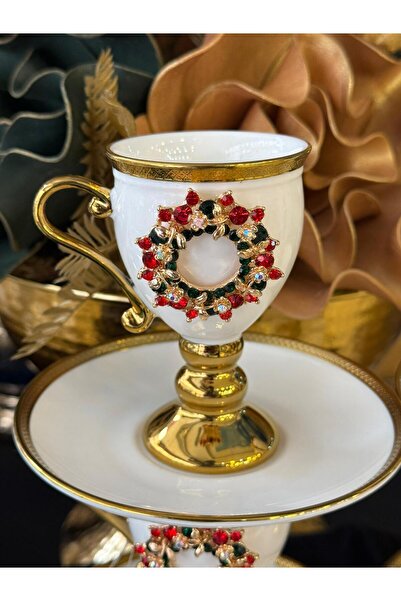 LOKMAN ZÜCCACİYE 6 Personalized Special Design Christmas Concept Bronze Coffee Cup Set 90 ml