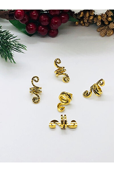 İnDerin Women's Hair Earrings Non-Tarnishing 5 Pieces Gold