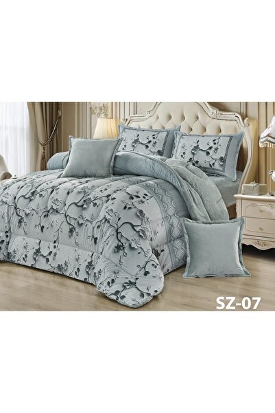 Mon Royal design velvet bedspread with patterned fur, 220*240 cm, double size, SZ-03