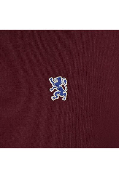 Giordano Men's Cotton Oxford Shirt - Small Lion Embroidery, Slim Fit, Full Button