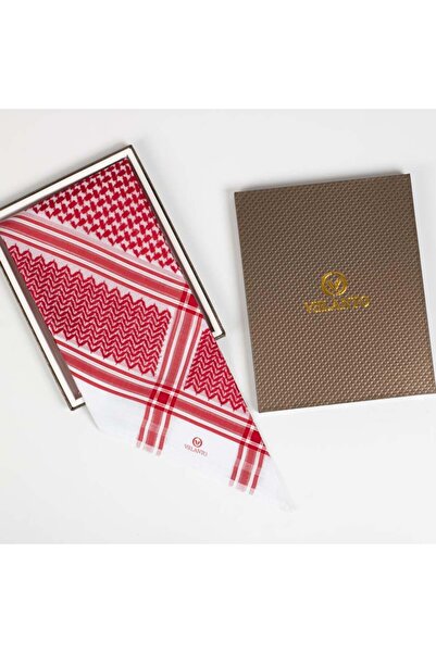 VELANTO شماغ أحمر وأبيض رجالي