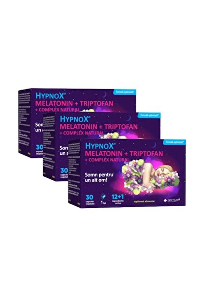 Barny's® Premium Quality HypnoX Melatonin with Tryptophan Complex, 30 vegetarian capsules, pack of 3