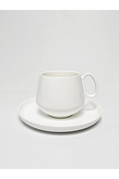 Casalina Coffee cup and saucer set, minimalist white ceramic, 12 pieces