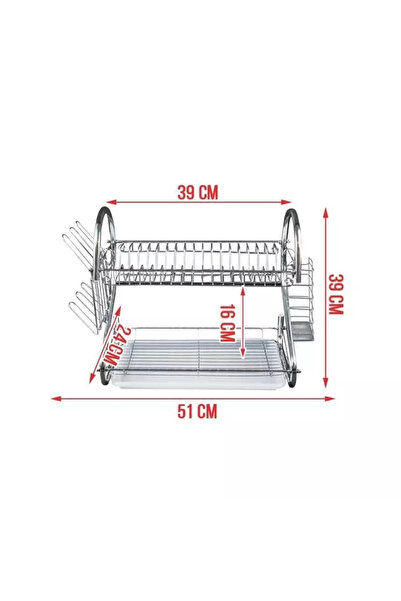 Gonga 2-tier metal dish rack, silver, Gonga®