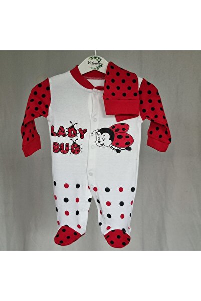 Victorino Ladybug jumpsuit with booties and hat
