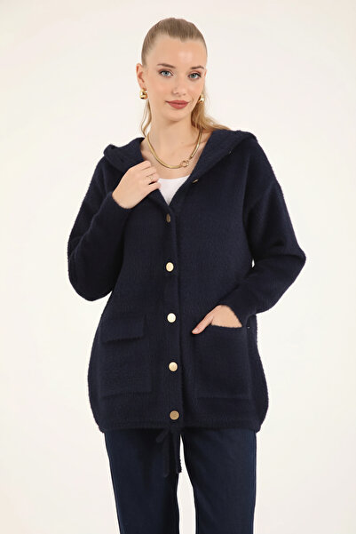 Suede Style 40936 - Stylish Comfortable Hooded Women's Knitwear Jacket