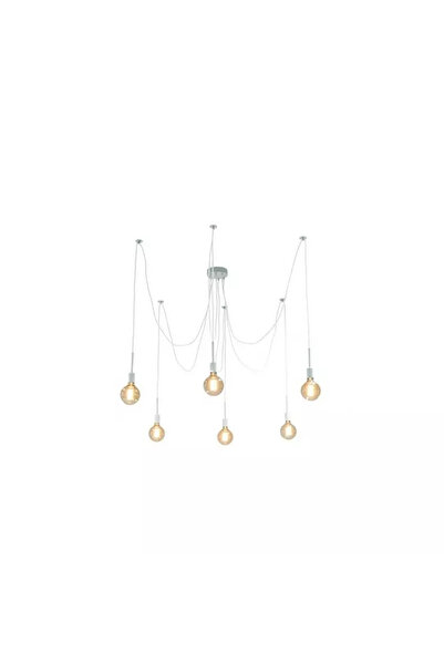 Gonga Chandelier with 6 pendants E27 Spider model, 115 cm White