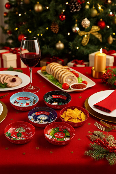 CHANCE GİFT Christmas Themed Snack Bowl Metal Christmas Decorative Bowl Anti-Scratch Anti-Tarnish Medium Size |   Random Shipping