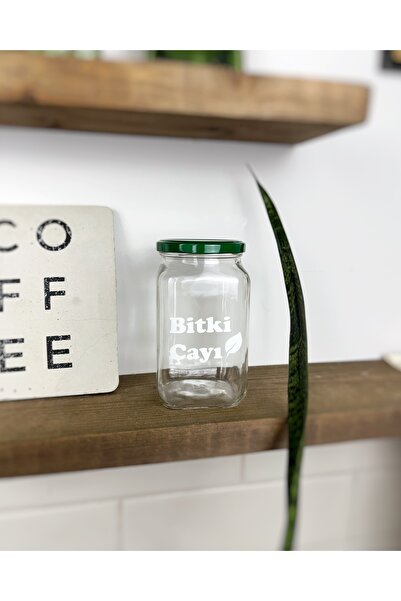 Atölye Merdiven Jar for Herbal Tea Glass Decorative Food Storage Coffee Jar Tea Sugar Jar Green Tea with Label