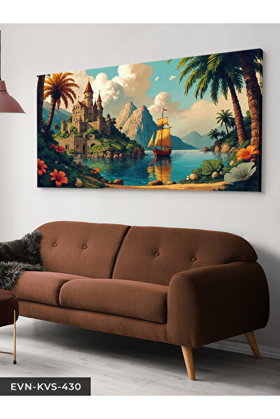 Evinemoda Şato ve Kayık Tek Parça Kanvas - Canvas Tablo