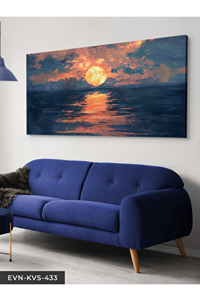 Evinemoda Deniz Manzaralı Gün Batımı Tek Parça Kanvas - Canvas Tablo