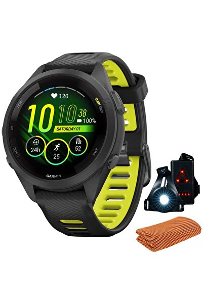 Garmin 010-02810-03 Forerunner 265S GPS Akıllı Saat, Siyah/Amp Sarı Paket, Eg...