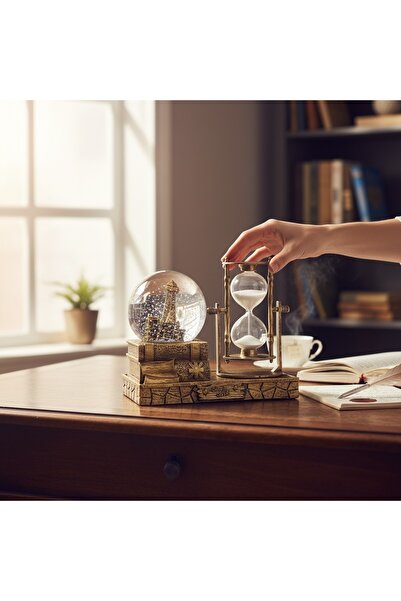hediyesahibi İsme Özel Dekoratif Kum Saati ve Kar Küresi Seti – Vintage Masa ...
