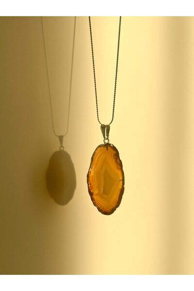 Moonlight Jewelry Colier cu pandantiv „Loam” – Agat galben