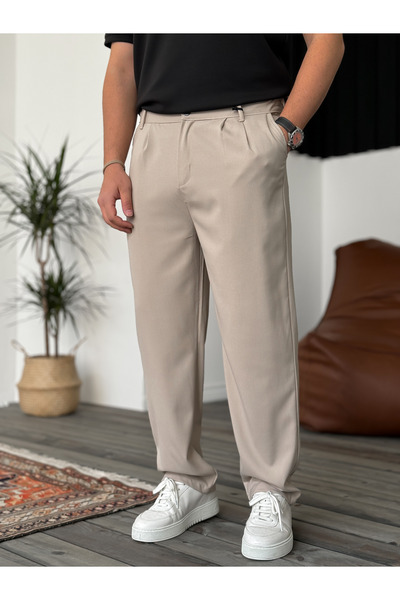 XPUPPETWEAR Μπεζ υφασμάτινο παντελόνι σε χαλαρή γραμμή