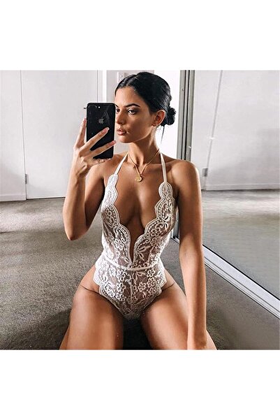 Generic White Lace Hollowed Transparent Sexy Lingerie Women's Nightwear (Size M)