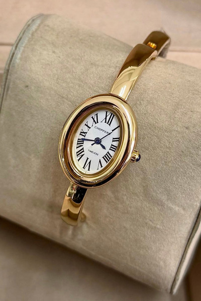 captiva ساعة يد فولينتا شوب ذهبية اللون بعلبة بيضاوية وأرقام رومانية (للأساور...