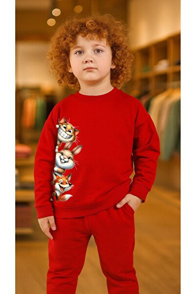 playwear Hanorac de echipă cu imprimeu FOX-BUNNY-CAT pentru fete și băieți, c...