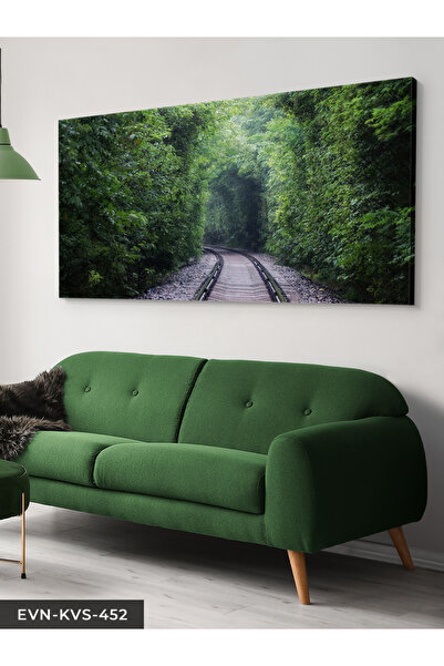 Evinemoda Ağaçların İçinde Tren Yolu Tek Parça Kanvas - Canvas Tablo