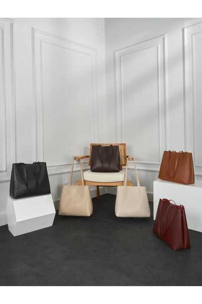 ÖZÜM TAKI Women's Large Size Shoulder Bag Brown