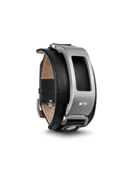 Garmin 010-01407-43 Vivofit 2, Gümüş/Siyah Deri Manşet