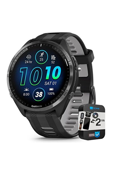Garmin 010-02809-00 Forerunner 965 Koşu Smartwatch Siyah ve Pudra Gri Paketi, 2 YR CPS Gelişmiş Koru