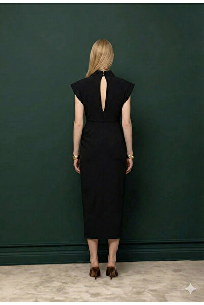 KAMEYA High Collar Draped Dress