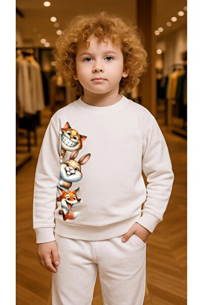 playwear Hanorac de echipă cu imprimeu FOX-BUNNY-CAT pentru fete și băieți, c...