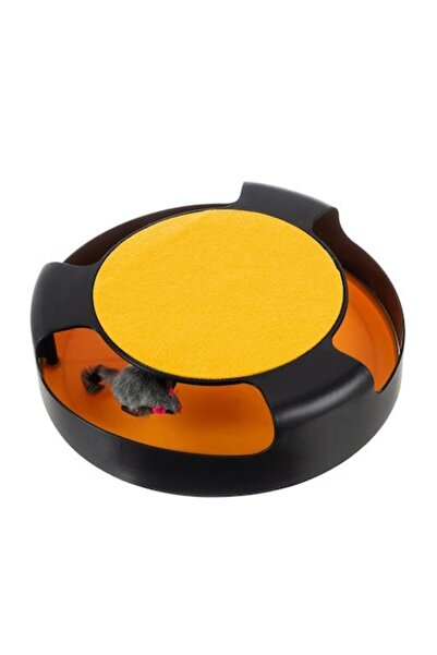 Purlov 2-in-1 Cat Toy: Wheel with Mouse and Scratching Mat, 25 x 6.5 cm