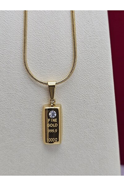 Mosso Steel Xuping Zirkon Taşlı Külçe Model Çelik Kolye Büyük Boy