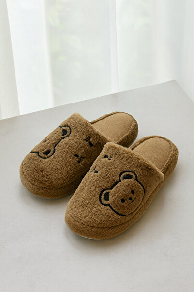 Behtah Kundura Women's House Slippers Plush Panda Figured Slippers Dowry and Bundle Slippers Do Not Make Noise Thick Sole