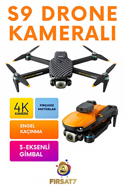 Fırsat7 S9s Katlanabilir Drone 4K Kameralı FPV Canlı Yayın 360° Akrobatik Drone Mini Quadcopter Drone