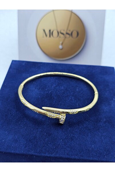 Mosso Steel Zircon Stone Nail Model Gold Color Steel Bracelet