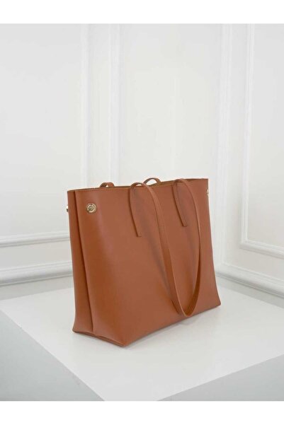 ÖZÜM TAKI Women's Large Size Shoulder Bag Brown