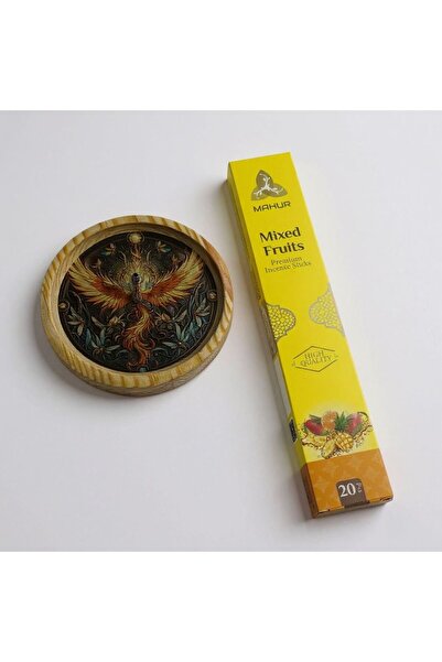 Haneliya Masif Ahşap Epoksi Anka Kuşu Tütsülük ve Meyveli 20'li Özel Seri Kok...