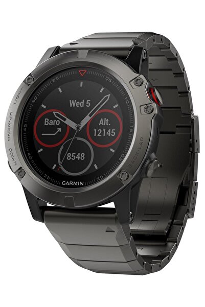 Garmin 010-01733-03 1.2" Fenix 5X Sapphire - Metal Bantlı Barut Grisi (EMEA)