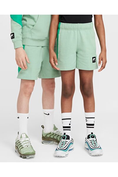 Nike Παιδικό βαμβακερό σορτς unisex από fleece πράσινο - Πλαϊνή τσέπη με φερμουάρ casual σχέδιο- HF8808-037