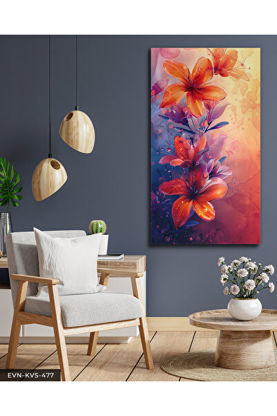 Evinemoda Pânză dintr-o singură bucată cu aspect de acuarelă cu flori portoca...