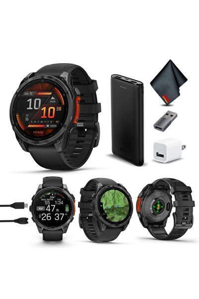 Garmin Fenix 8 47MM AMOLED Multisport GPS Smartwatch Siyah Silikon Bantlı Bar...
