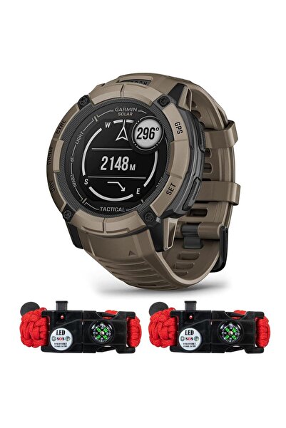 Garmin 010-02805-12 Instinct 2X Solar Dayanıklı GPS Smartwatch Taktik Sürümü Coyote Tan Paketi, Deco