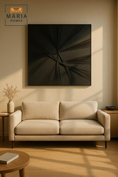 MARIA HOMES لوحة فنية تجريدية باللون الأسود، ديكور عصري بسيط لغرفة المعيشة وغ...