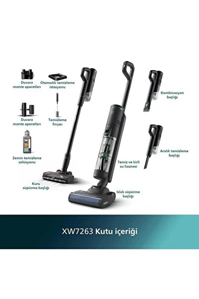 Philips XW7263.11 Aqua Trio 7000 Seri Islak & Kuru Temizlik Kablosuz Dikey Sü...