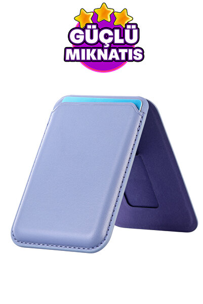 WANNA PROTECT Magsafe Mıknatıslı Kartlık Standlı Deri Cüzdan Kartlık Tüm Mags...