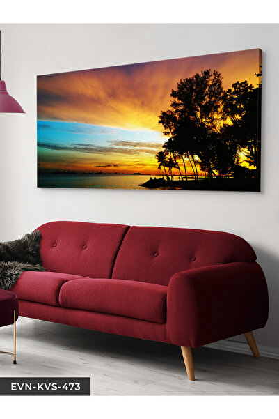 Evinemoda Morska scena i zalazak sunca na platnu - Slika na platnu